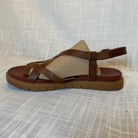 MIA Brown Leather Womens Size 8.5 Rubber Grip Bottom Slingback Sandals Shoes - Picture 2 of 8